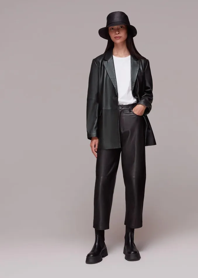 Women Coats and Jackets Whistles Black Stina Leather Blazer