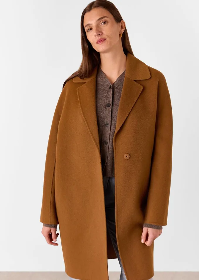 Women Coats and Jackets Whistles Camel Julia Wool Double Faced Coat