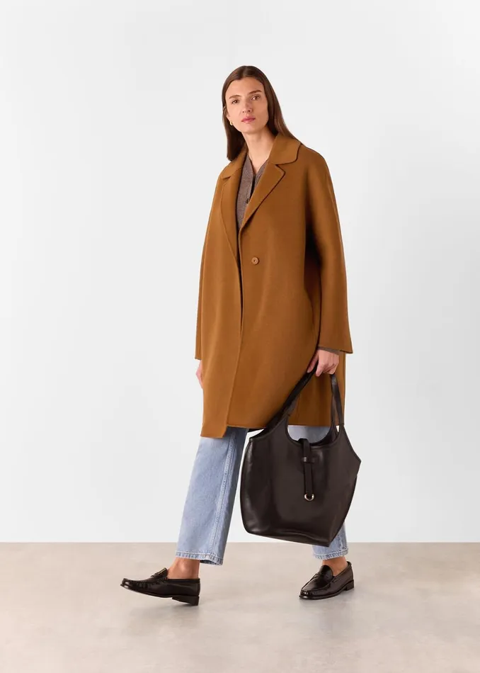 Women Coats and Jackets Whistles Camel Julia Wool Double Faced Coat