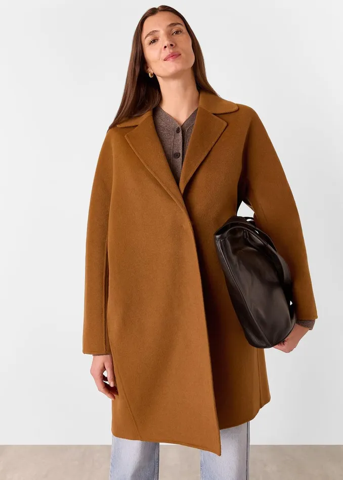 Women Coats and Jackets Whistles Camel Julia Wool Double Faced Coat
