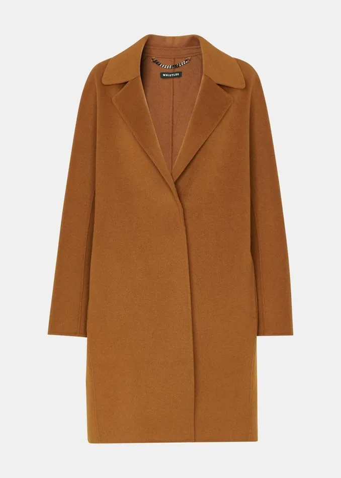 Women Coats and Jackets Whistles Camel Julia Wool Double Faced Coat