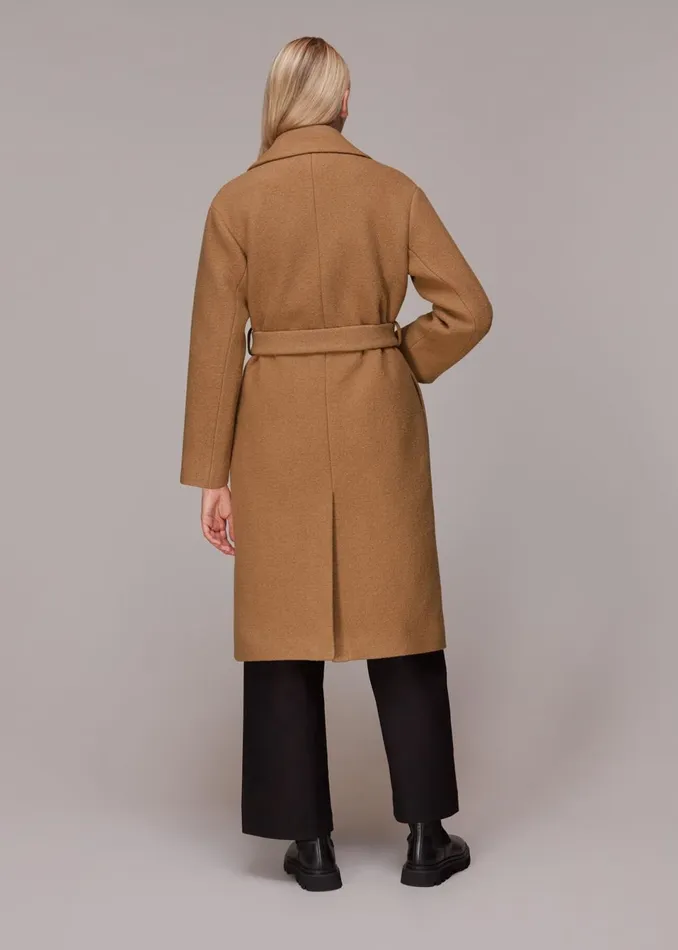 Women Coats and Jackets Whistles Camel Lorna Wrap Wool Coat