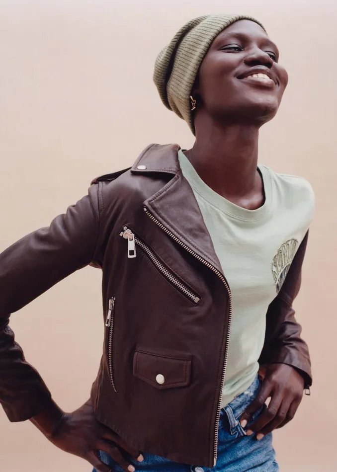 Women Coats and Jackets Whistles Chocolate Agnes Pocket Leather Jacket