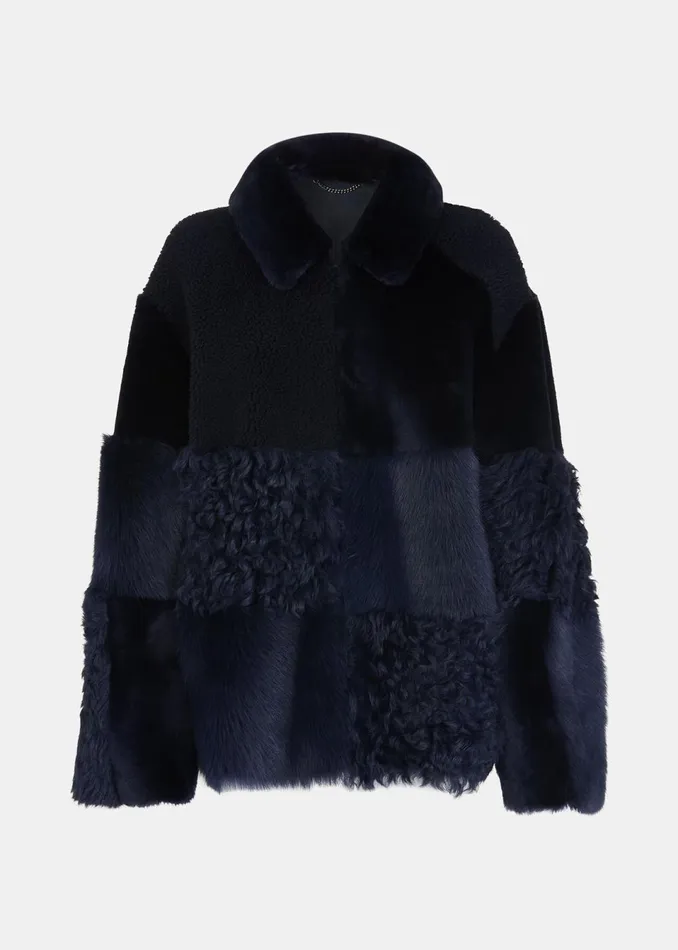 Women Coats and Jackets Whistles Navy Hema Shearling Coat