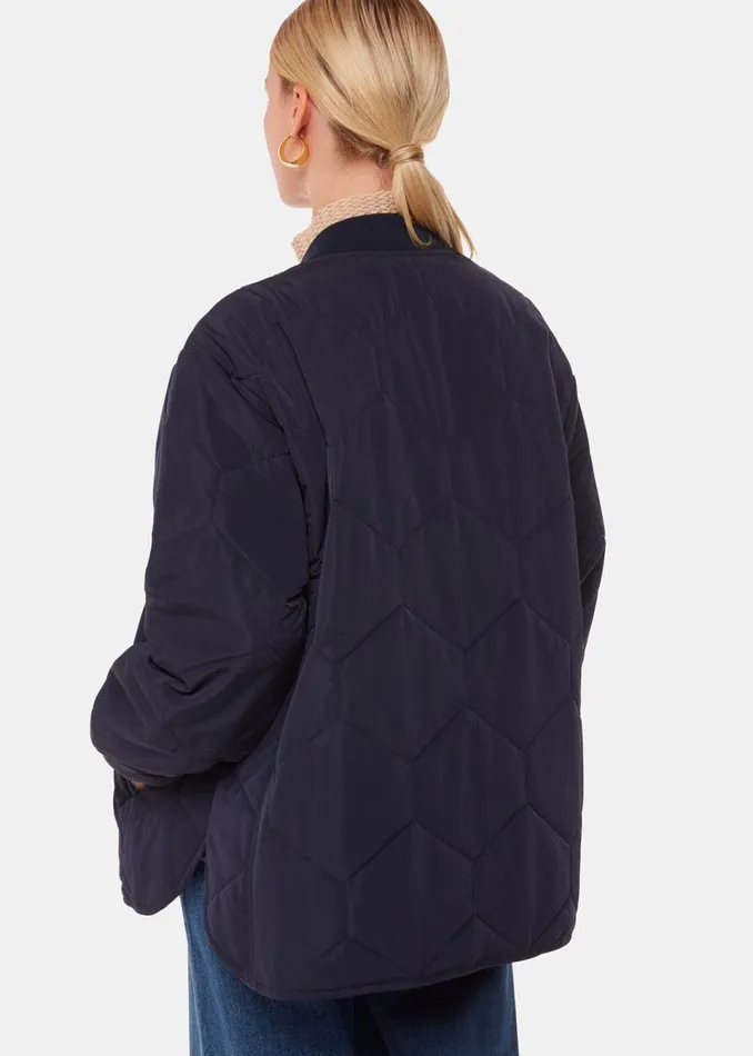 Women Coats and Jackets Whistles Navy Ida Short Quilted Coat