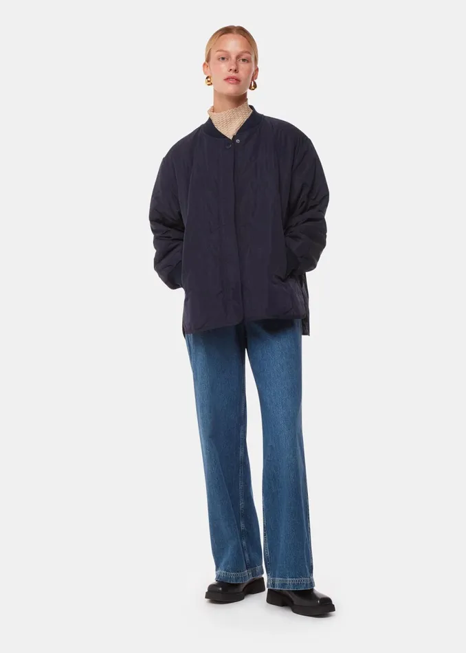 Women Coats and Jackets Whistles Navy Ida Short Quilted Coat