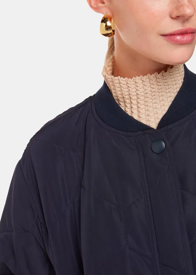 Women Coats and Jackets Whistles Navy Ida Short Quilted Coat