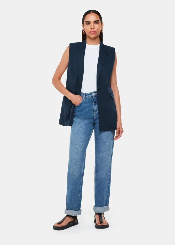 Women Coats and Jackets Whistles Navy Joss Sleeveless Blazer