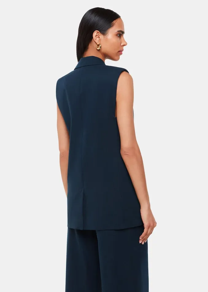 Women Coats and Jackets Whistles Navy Joss Sleeveless Blazer