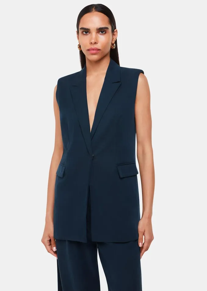 Women Coats and Jackets Whistles Navy Joss Sleeveless Blazer