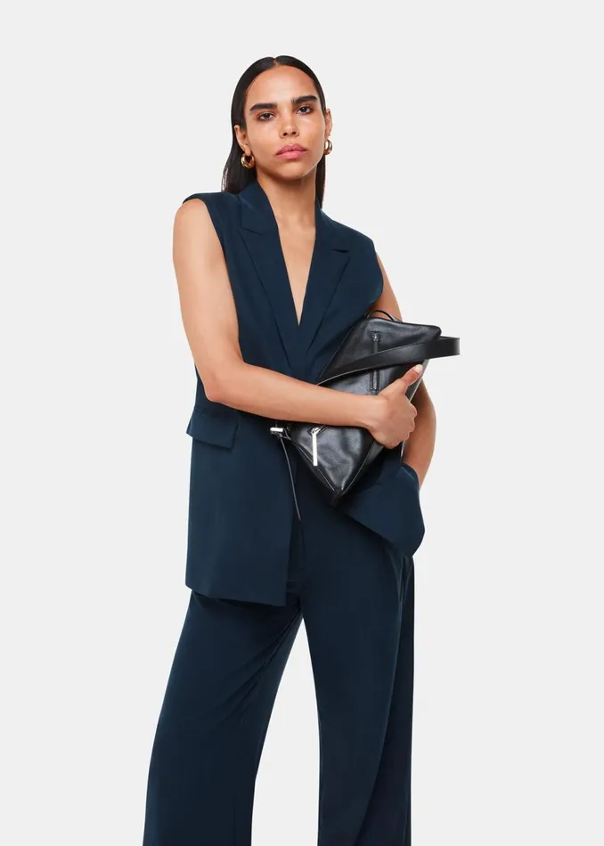 Women Coats and Jackets Whistles Navy Joss Sleeveless Blazer