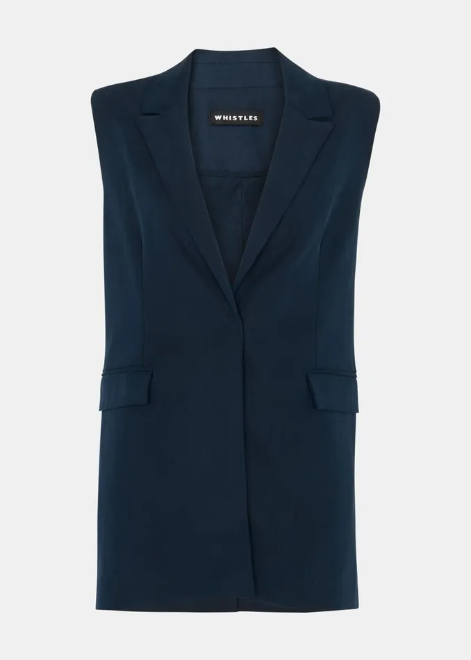 Women Coats and Jackets Whistles Navy Joss Sleeveless Blazer