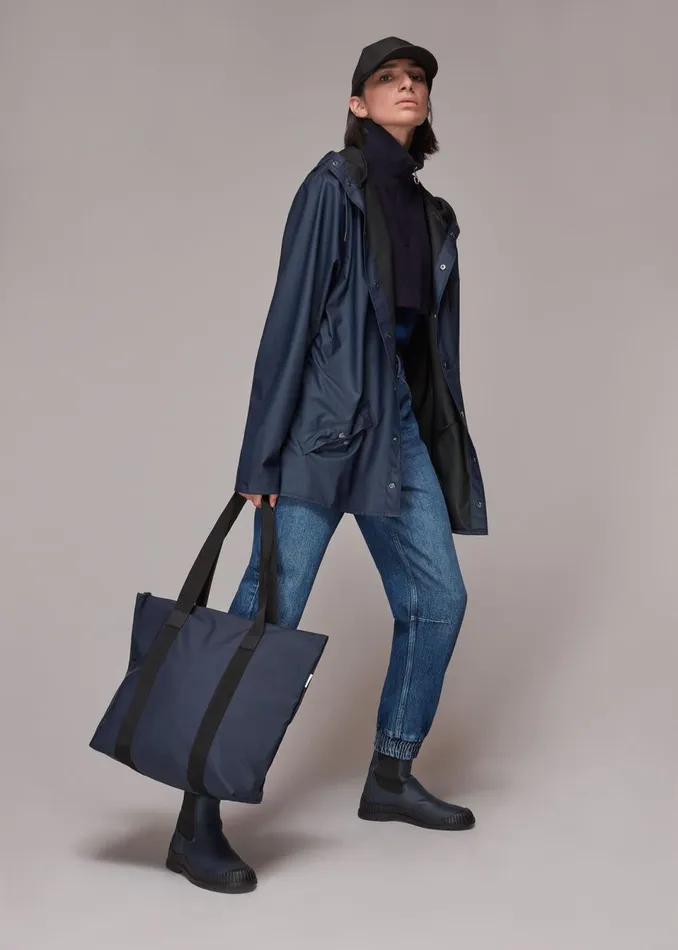 Women Coats and Jackets Whistles Navy Rains Hooded Jacket