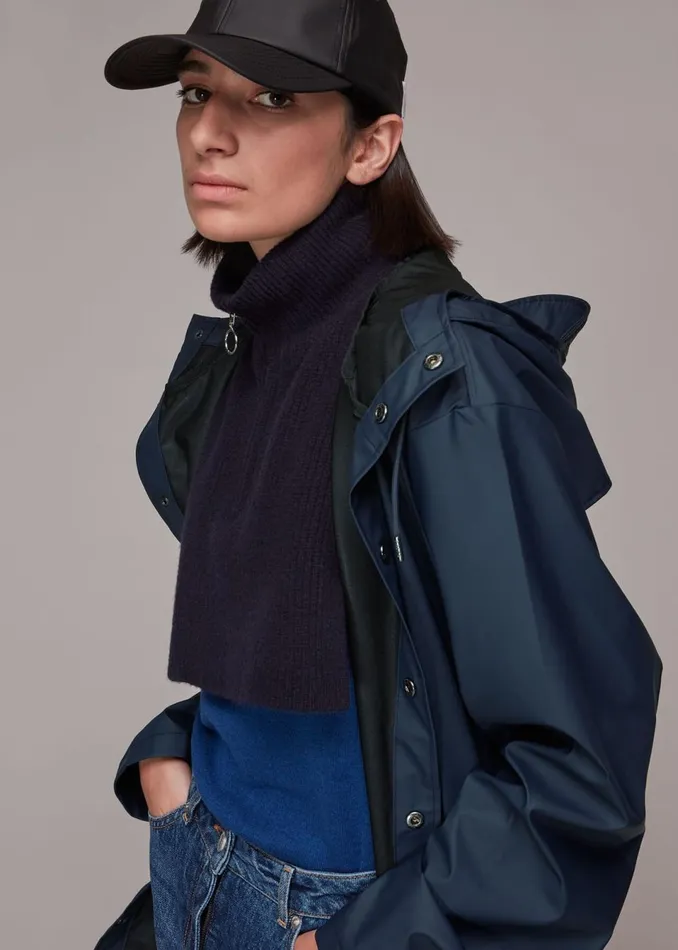 Women Coats and Jackets Whistles Navy Rains Hooded Jacket