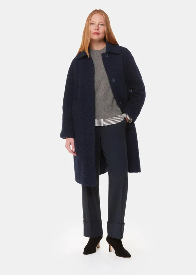 Women Coats and Jackets Whistles Navy Romy Boucle Coat