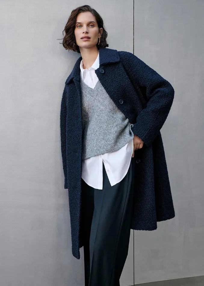 Women Coats and Jackets Whistles Navy Romy Boucle Coat