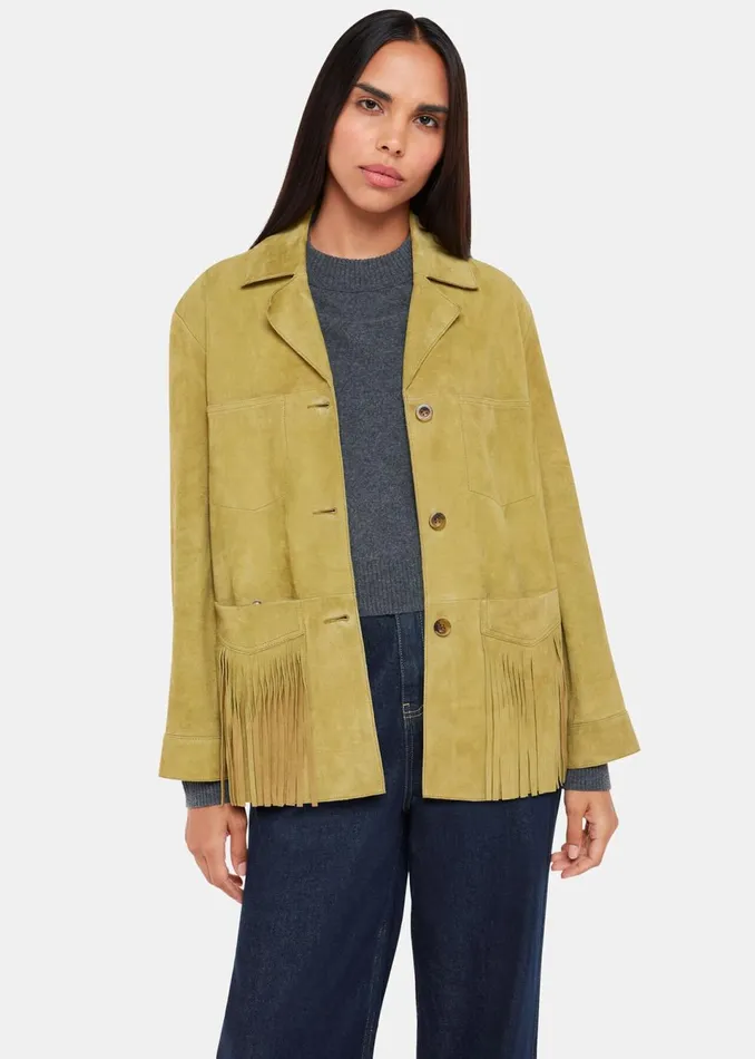 Women Coats and Jackets Whistles Neutral Lani Tassel Suede Jacket