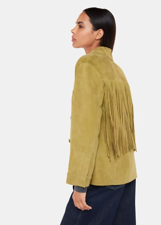 Women Coats and Jackets Whistles Neutral Lani Tassel Suede Jacket