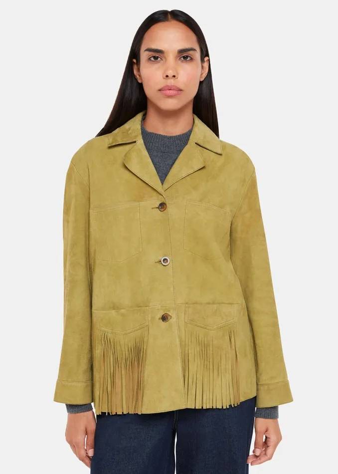 Women Coats and Jackets Whistles Neutral Lani Tassel Suede Jacket