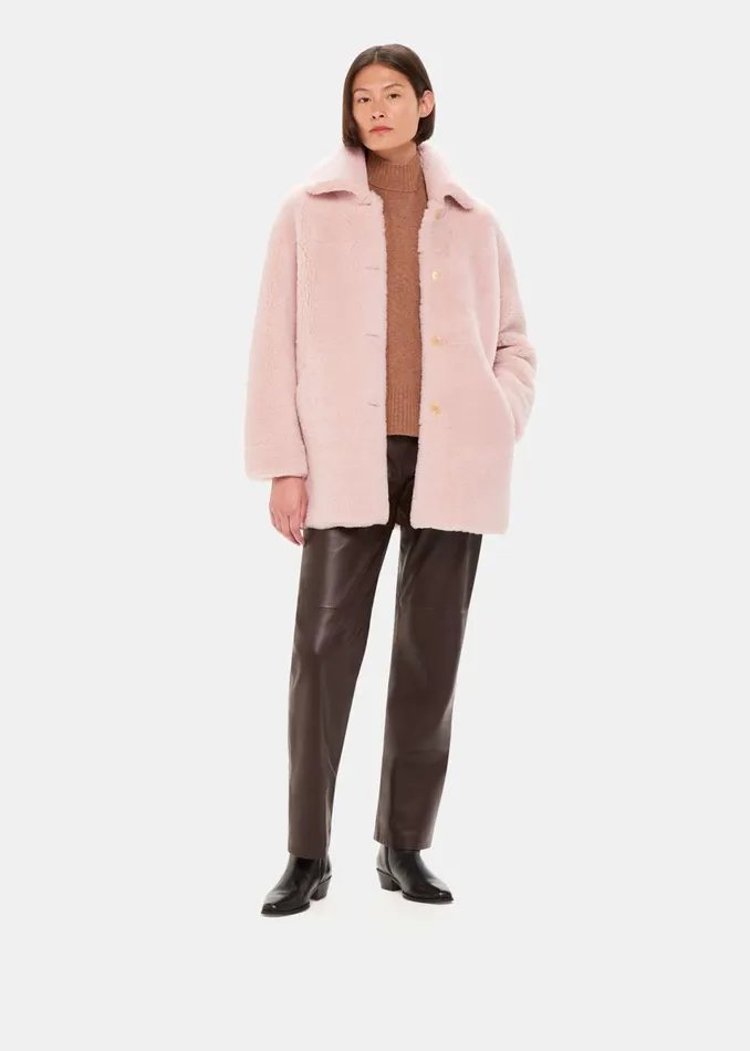 Women Coats and Jackets Whistles Pink Mia Shearling Coat
