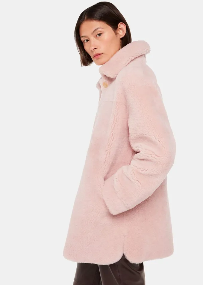 Women Coats and Jackets Whistles Pink Mia Shearling Coat