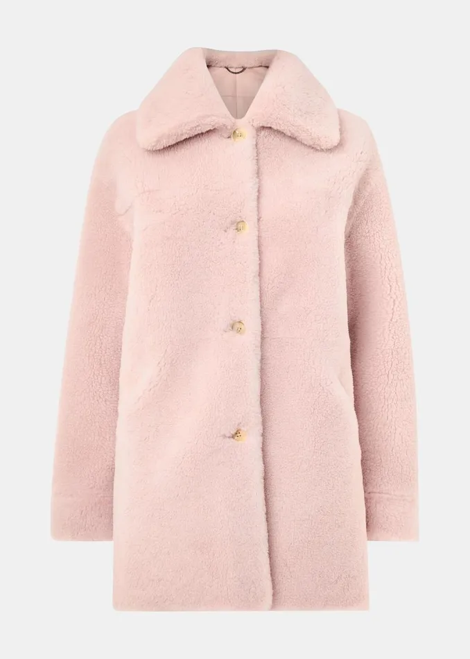 Women Coats and Jackets Whistles Pink Mia Shearling Coat