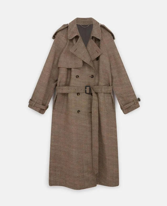 Women Coats And Jackets Stella McCartney Belted Check Trench Coat Prince Of Wales Check