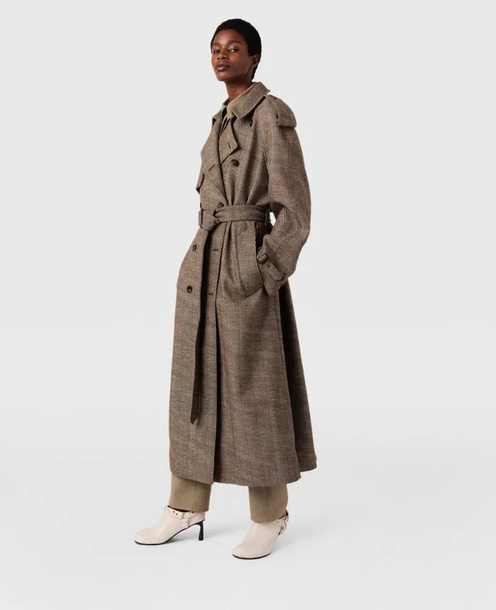 Women Coats And Jackets Stella McCartney Belted Check Trench Coat Prince Of Wales Check