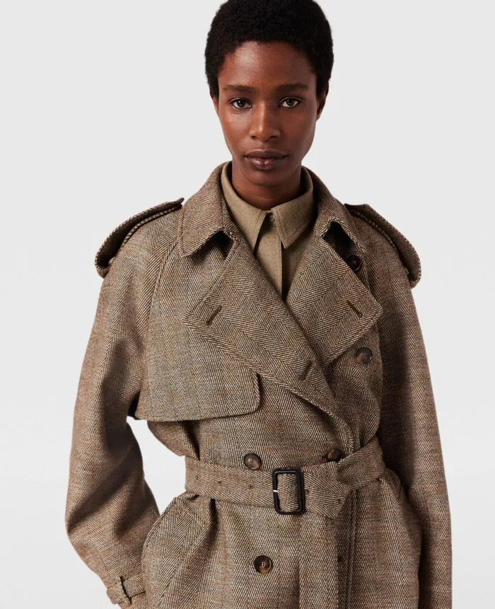 Women Coats And Jackets Stella McCartney Belted Check Trench Coat Prince Of Wales Check