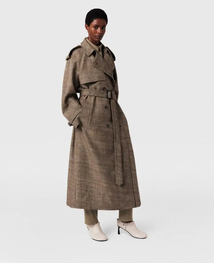 Women Coats And Jackets Stella McCartney Belted Check Trench Coat Prince Of Wales Check