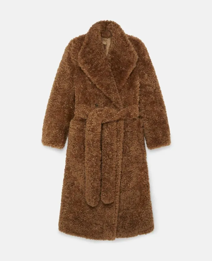 Women Coats And Jackets Stella McCartney Belted Plush Teddy Coat Ginger Brown Women Coats And Jackets Stella McCartney Belted Plush Teddy Coat Ginger Brown