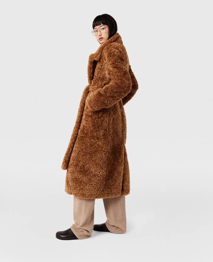 Women Coats And Jackets Stella McCartney Belted Plush Teddy Coat Ginger Brown