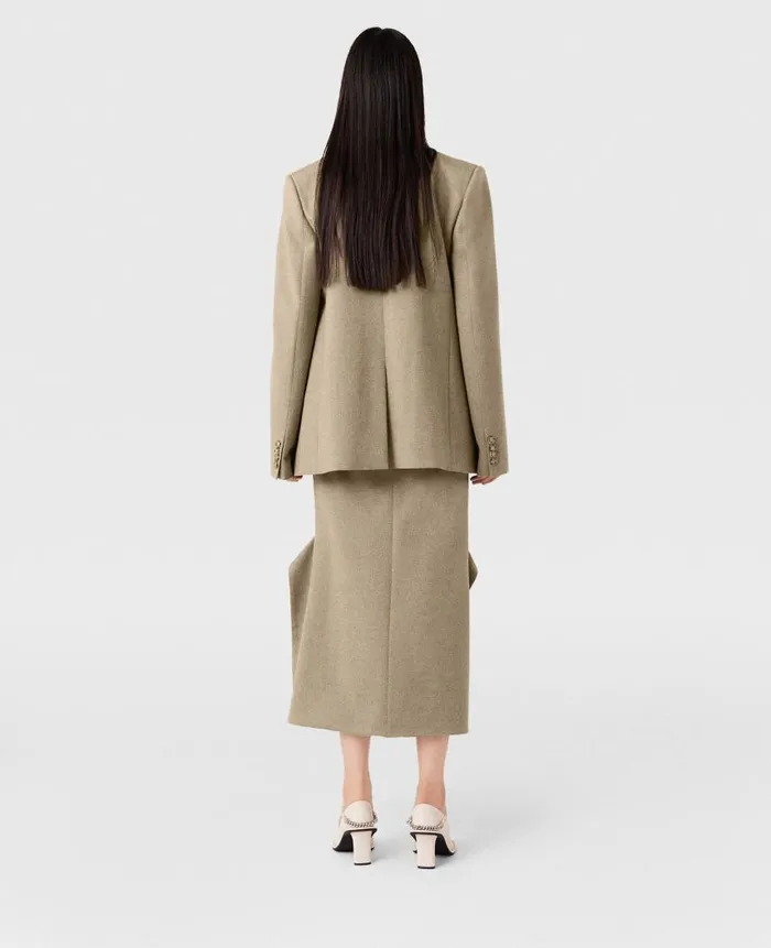 Women Coats And Jackets Stella McCartney Double Breasted Wool Blazer Light Moss Beige