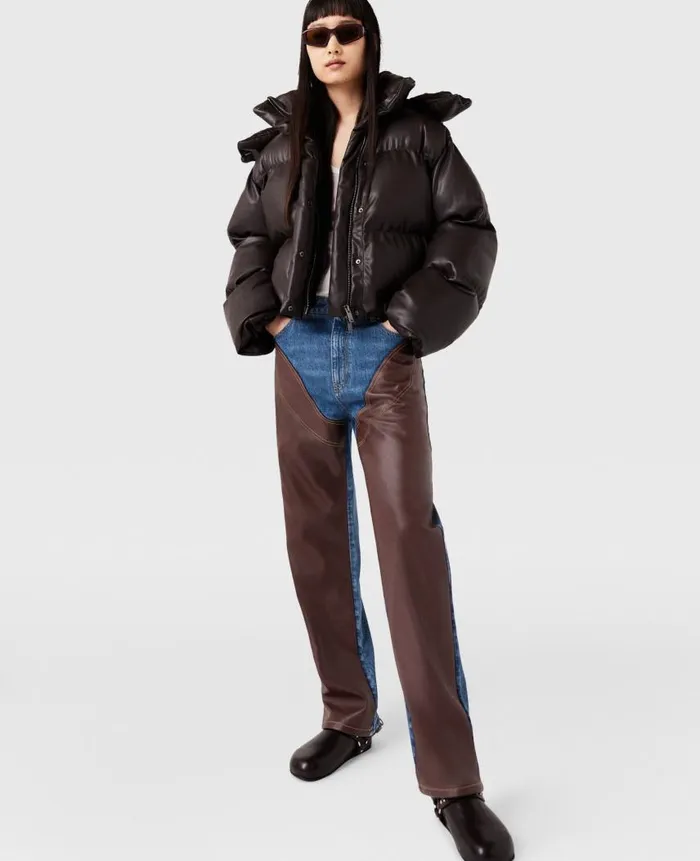 Women Coats And Jackets Stella McCartney Hooded Alter Mat Puffer Jacket Dark Chocolate Brown