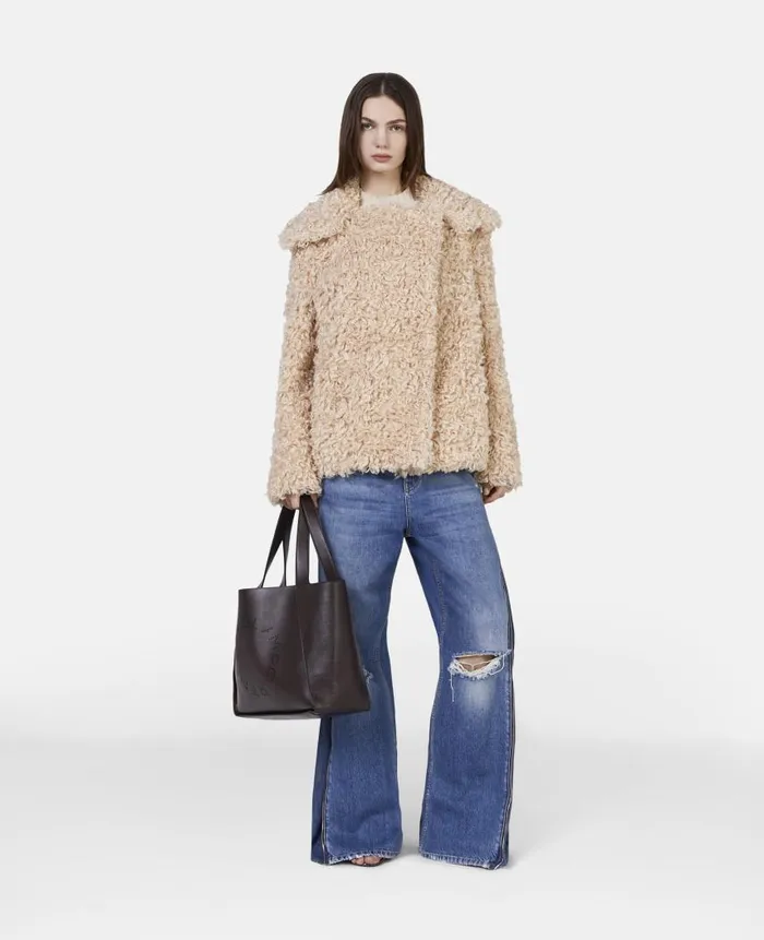 Women Coats And Jackets Stella McCartney Short Teddy Coat Oat