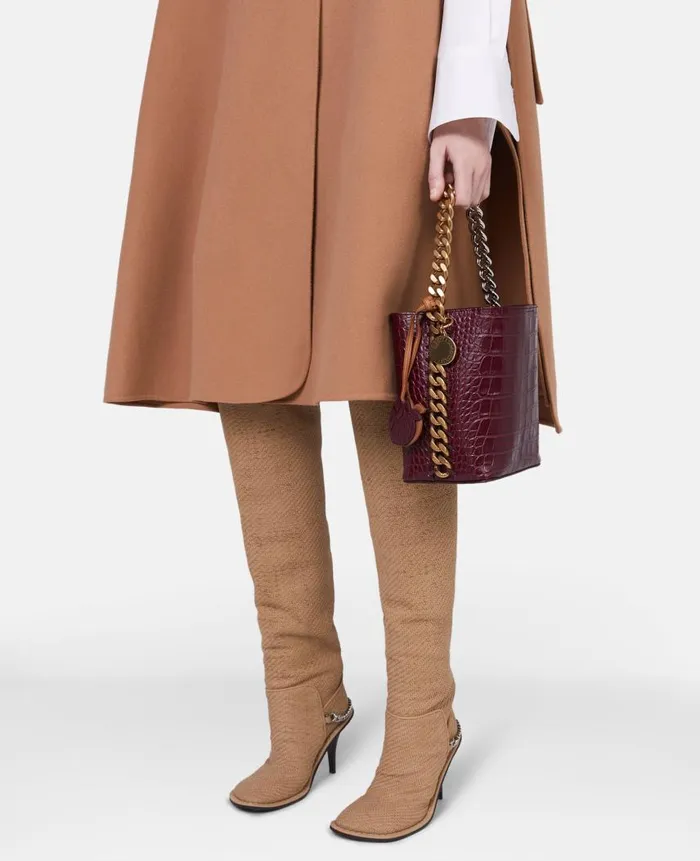 Women Crossbody Bags Stella McCartney Frayme CrocEffect Embossed Bucket Bag Burgundy Women Crossbody Bags Stella McCartney Frayme CrocEffect Embossed Bucket Bag Burgundy