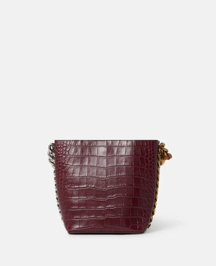 Women Crossbody Bags Stella McCartney Frayme CrocEffect Embossed Bucket Bag Burgundy Women Crossbody Bags Stella McCartney Frayme CrocEffect Embossed Bucket Bag Burgundy