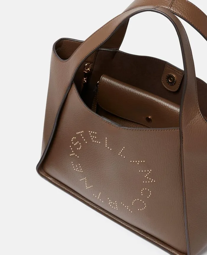 Women Crossbody Bags Stella McCartney Logo Top Handle Crossbody Bag Chocolate Brown