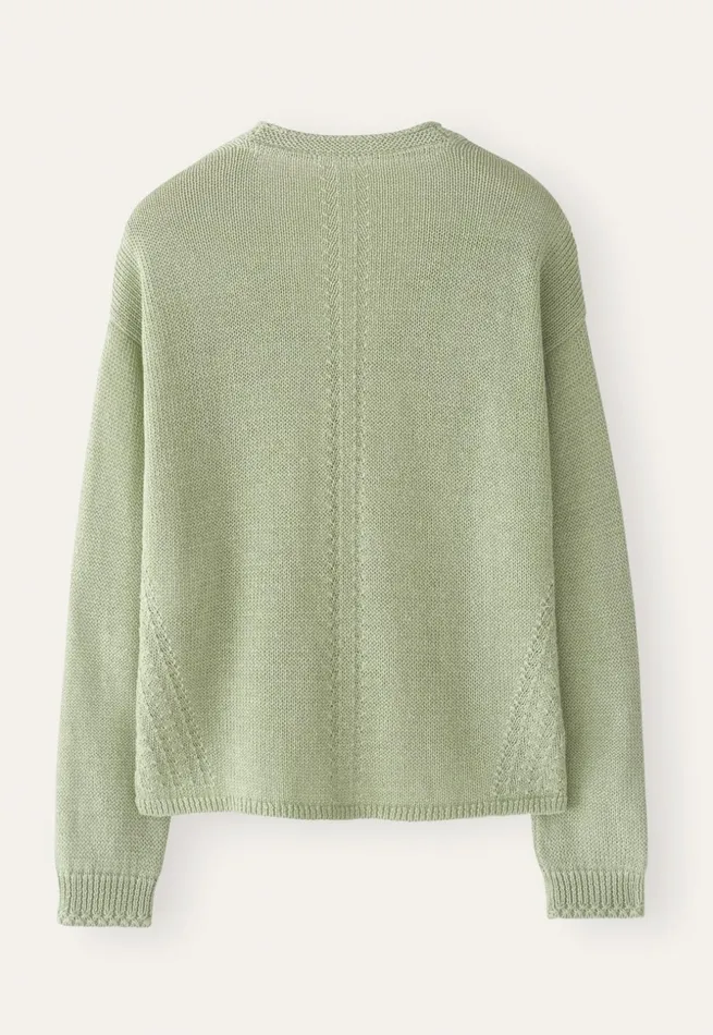 Women Curved Vneck Sweater Pale Leaf Poetry Fashion Sweaters