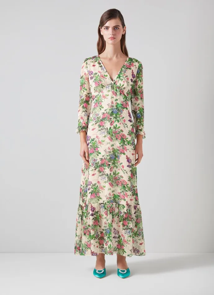 Women Deborah Neon Garden Print SilkBlend Maxi Dress Cream LKBennett Dresses Women Deborah Neon Garden Print SilkBlend Maxi Dress Cream LKBennett Dresses