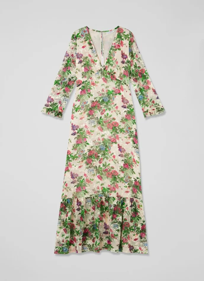 Women Deborah Neon Garden Print SilkBlend Maxi Dress Cream LKBennett Dresses Women Deborah Neon Garden Print SilkBlend Maxi Dress Cream LKBennett Dresses