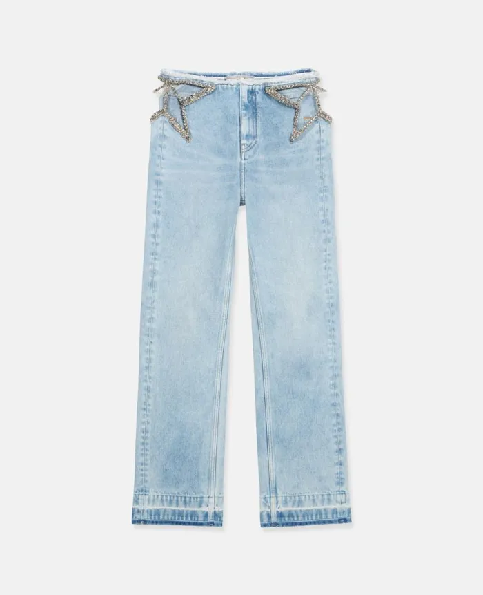 Women Denim Stella McCartney Diamant Star Wide Leg Jeans Blue