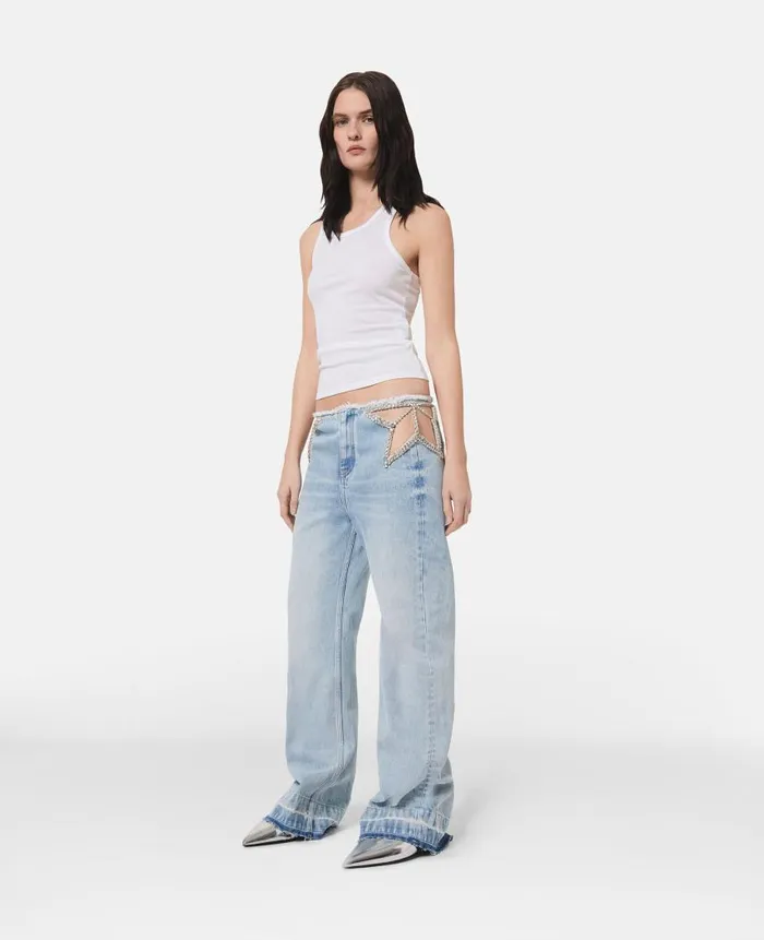 Women Denim Stella McCartney Diamant Star Wide Leg Jeans Blue