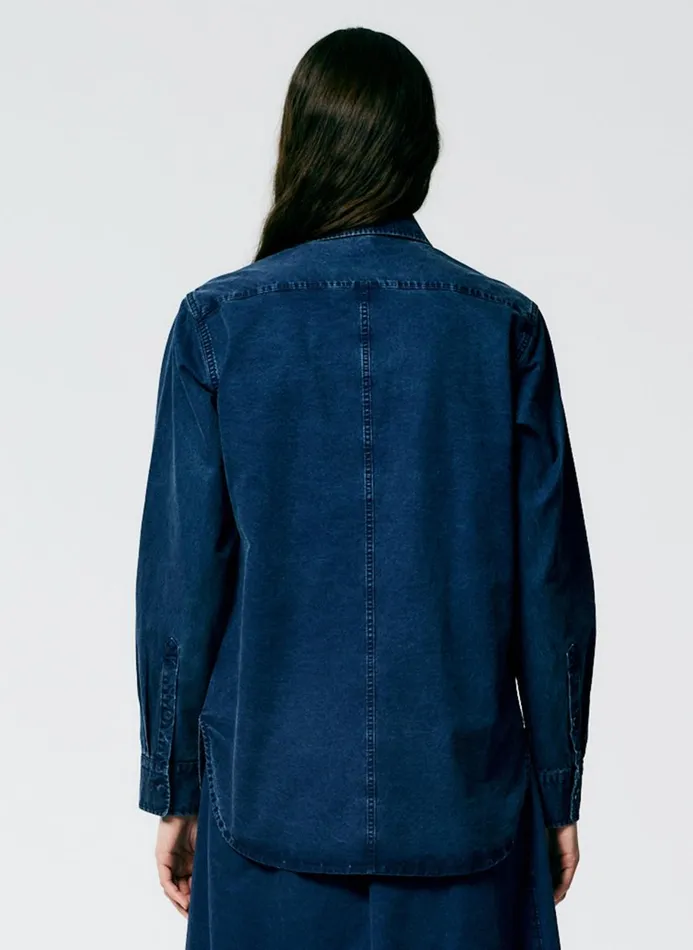 Women Denim Tibi Tencel Cotton Charlie Slim Men039s Shirt Blue