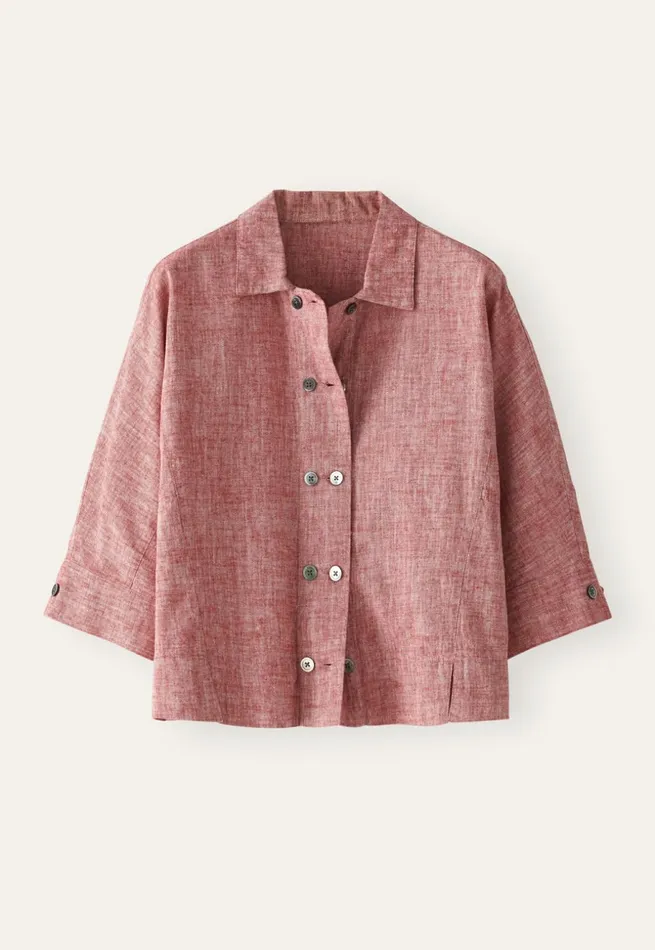 Women Doublebreasted Blouse Crimson Pink Poetry Fashion Shirts and Tunics