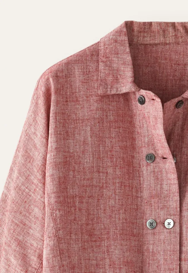 Women Doublebreasted Blouse Crimson Pink Poetry Fashion Shirts and Tunics