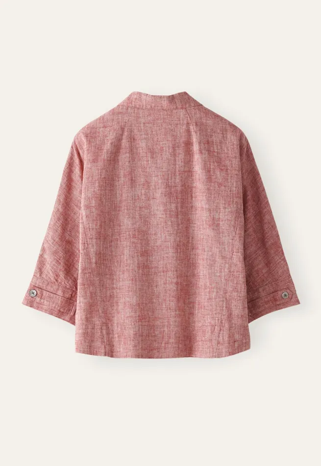 Women Doublebreasted Blouse Crimson Pink Poetry Fashion Shirts and Tunics