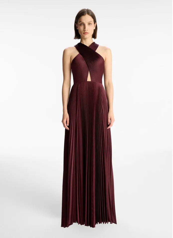 Women Dresses ALC Athena Satin Pleated Dress Chicory