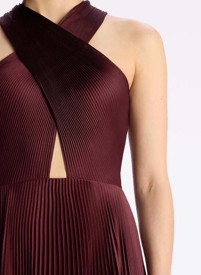 Women Dresses ALC Athena Satin Pleated Dress Chicory