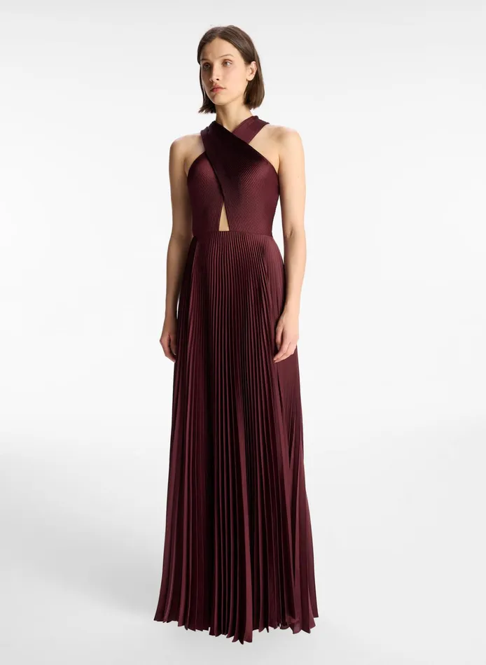 Women Dresses ALC Athena Satin Pleated Dress Chicory